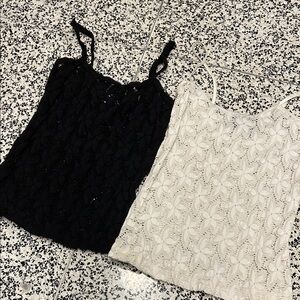 Y2K Black and White Lace Tops
